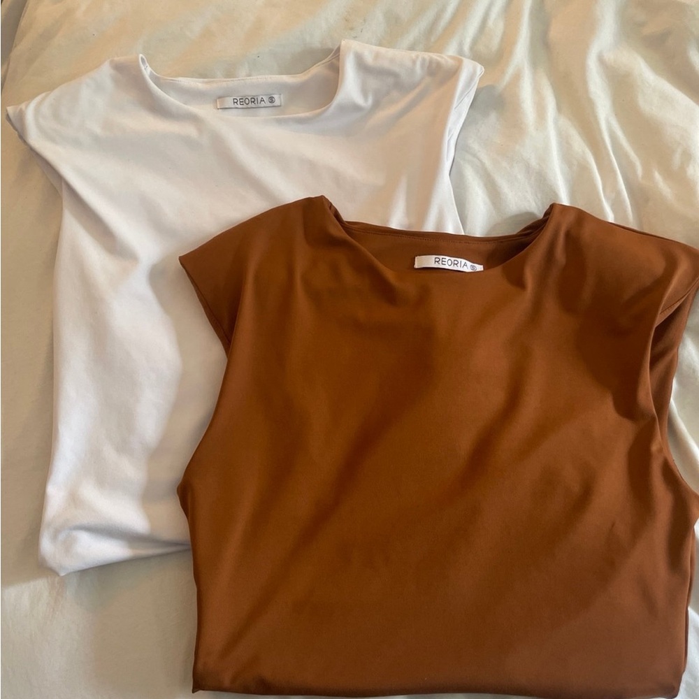 Reoria White and Brown Bodysuit